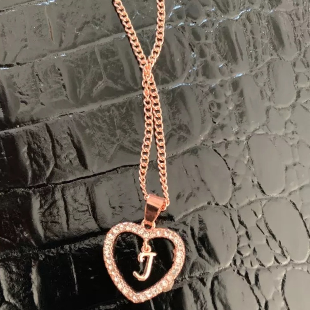 Rose Gold Love Heart Initial Pendant
